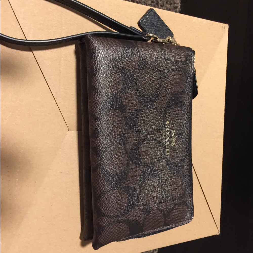 Double Zip Coach Wristlet